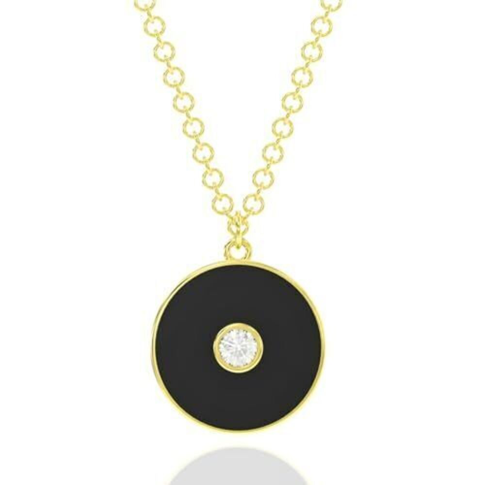 5605 Black Onyx Necklace , Premium Round Gold Necklaces - Tarnish Free 18K